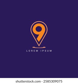 letter 9 Nine and location logo