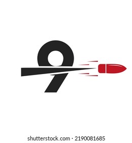 Logo-Vektorgrafik-Vorlagenkonzept des Buchstabens 9 für Aufnahmen