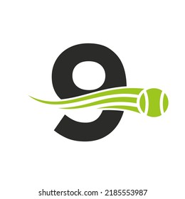 Letter 9 Tennis Club Logo Design Template. Tennis Sport Academy, Club Logo