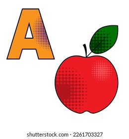 The letter a. alphabet apple. Vector illustration.