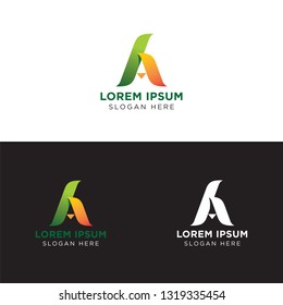 Letter A, alphabet company logo design with white and black - Vector
