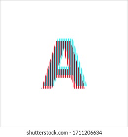 letter "A", anaglyph effect, editable vector