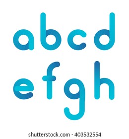 Letter A, B, C, D, E, F, H vector unusual bold rounded font