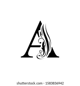 letter A. Black flower letter   Beautiful capital alphabet 