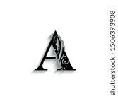 letter A. Black flower letters,  alphabet.  Beautiful capital letter. vector