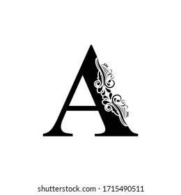 letter A. Black letters.  flower   beautiful capital alphabet 