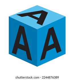 letter a, letter in a box, a in a 3D box. can be used for symbols and logos for the initial letter a. can also be used as teaching aids for learning to read letters for children