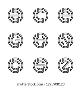 Letter A, C, E, G, H, N, O, S, Z vector illustration of abstract logo design. Set of modern letter.