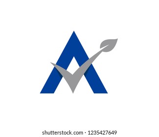 Letter "A" Checkmark Leaf Logo Template