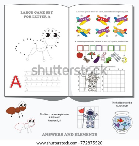 Letter A. Dot to dot educational game for kids.