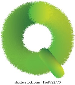 Letter A. Furry vector font made of fir branches for the new year.