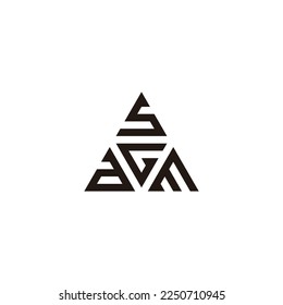 Letter a, G, s and m triangles geometric symbol simple logo vector