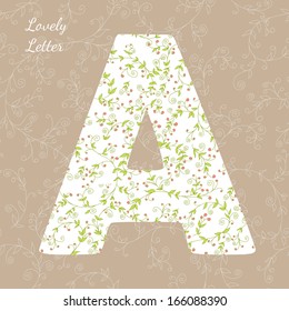 The letter A. Girly Alphabet Vector with flowers 