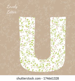 The letter A. Girly Alphabet Vector with flowers