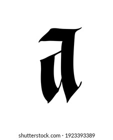 Letter A, in the Gothic style. Vector. Alphabet. The symbol is isolated on a whitebackground. Calligraphy and lettering. Medieval Latin letter. Logo for the company. Monogram. Elegant font for tattoo.