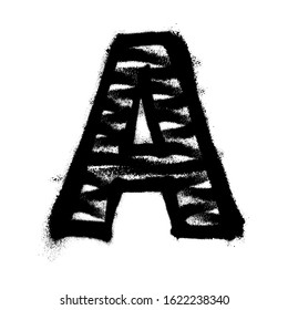 Letter A. Graffiti alphabet with spray lines and overspray. Vector illustration