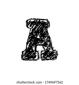 Lettre A. Écrit à la main par la craie. Police en gras. Illustration vectorielle. Alphabet de style grunge