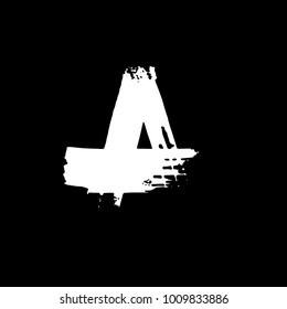 Letter A. Handwritten by dry brush. Rough strokes font. Vector illustration. Grunge style elegant alphabet.