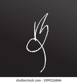 Letter A. Handwritten by dry brush. Rough strokes textured font. Vector illustration. Grunge style alphabet.