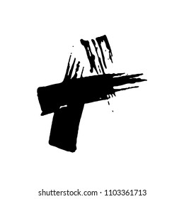 Letter A. Handwritten by dry brush. Rough strokes textured font. Vector illustration. Grunge style alphabet.