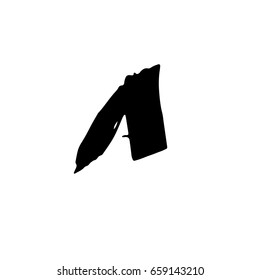 Letter A. Handwritten by dry brush. Rough strokes font. Vector illustration. Grunge style alphabet.