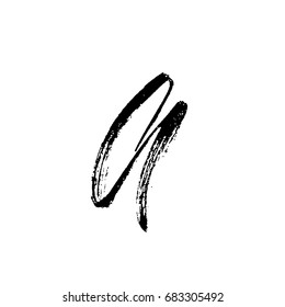 Letter A. Handwritten by dry brush. Rough strokes font. Vector illustration. Grunge style alphabet