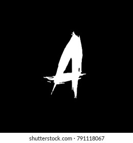 Letter A. Handwritten by dry brush. Rough strokes font. Vector illustration. Grunge style elegant alphabet.