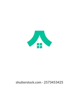 letter A, house logo, green house, simple Home icon, black and white logo negative space design. vector design template business logo.