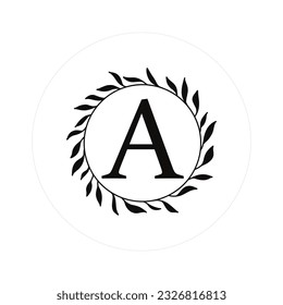 Letter "A" Initials with Round Floral Frames, Vector Monogram Logo, Cricut File