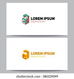 Letter "A" isometric logo design. 