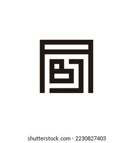 Letra A, J y B símbolo geométrico cuadrado simple vector de logotipo