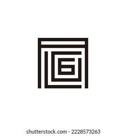 Letter A, L, G and number 6, square geometric symbol simple logo vector