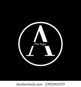 Das Logo-Design des Buchstaben (A) wird mit dem Logo-Titel in der Mitte kombiniert und von einem Kreis auf der Außenseite des Buchstabens umgeben 