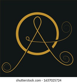 Letter "A" logo design idea. Golden mark. Monogram.