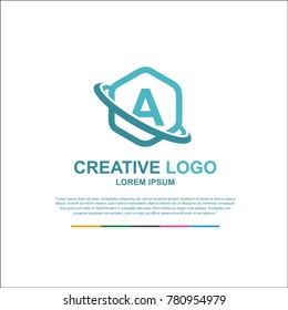 letter a, a logo, a letter design. word type logo. the logo comes from a flexible blend of hexagons and two silhouette lines for the company's professionalism. vector.