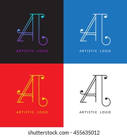 Letter "A" logotype. Trendy line art  design. Eps10 vector illustration.