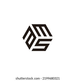 Buchstaben a, M und S, geometrisches Hexagon-Symbol, einfaches Logo, Vektorgrafik