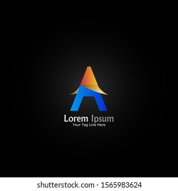 "letter A". Minimalist logo design.
Simple,digital and modern logo with smooth gradient effect.