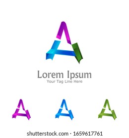 "letra A". Diseño minimalista, sencillo, digital y moderno de logotipos.