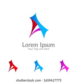 "letter A". Minimalist, simple, digital and modern logo design.