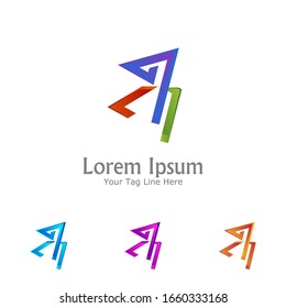 "letra A". Diseño minimalista, sencillo, digital y moderno de logotipos.