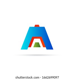 "letter A". Minimalist, simple, digital and modern logo design.