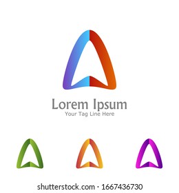 "letter A". Minimalist, simple, digital and modern logo design.