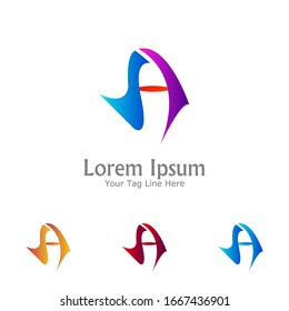 "letter A". Minimalist, simple, digital and modern logo design.