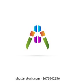 "letter A". Minimalist, simple, digital and modern logo design.
