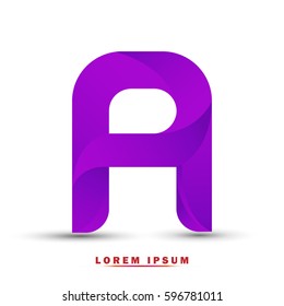 Letter A. Modern concept. elegant typographic .Twisted gradient purple