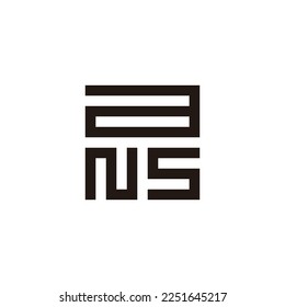 Letter a, N and S square, unique geometric simple symbol logo vector