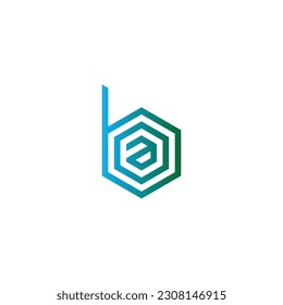 Letter a, o and b hexagon line geometric symbol simple logo vector