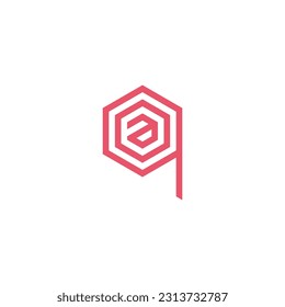 Letter a, o and q hexagon geometric symbol simple logo vector