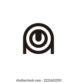 Letter A, o and u circle geometric symbol simple logo vector